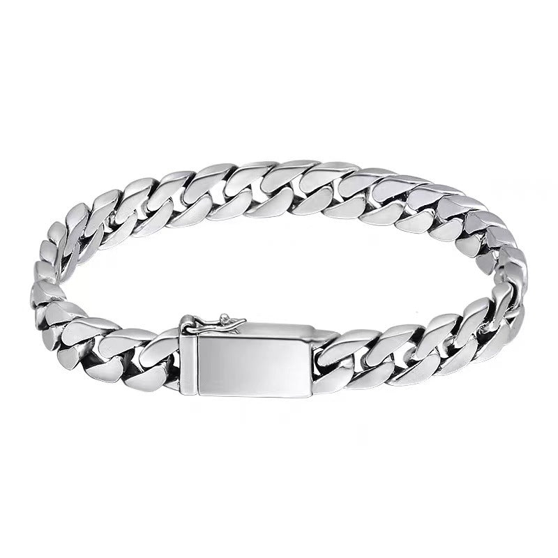 Vintage Thai Silver Punk Cuban Chain Braided Men’s Bracelet – Hip Hop Statement Jewelry